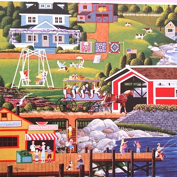 TCG Artist Series 1000 Piece Puzzle " Sunday at the Covered Bridge" - Picture 4 of 10